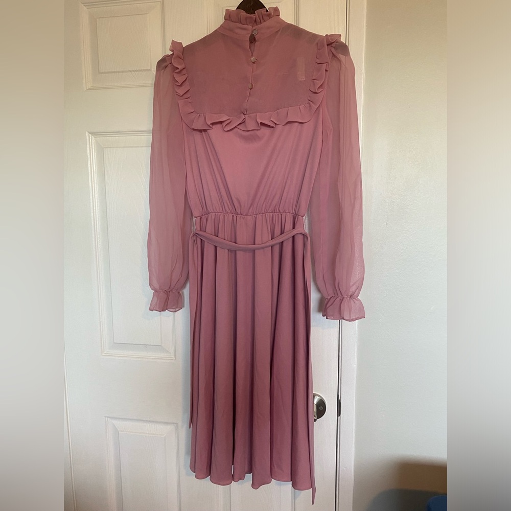 Vintage 70s high neck Ruffle Dress